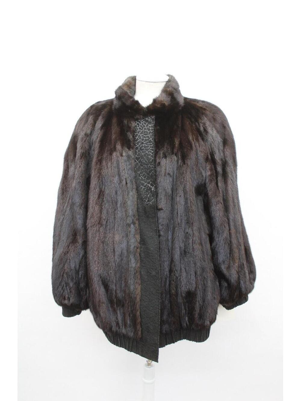 Excellent Canadian Dark Ranch Mink Suede Fur Coat Jacket Women Woman Size 14 Xl